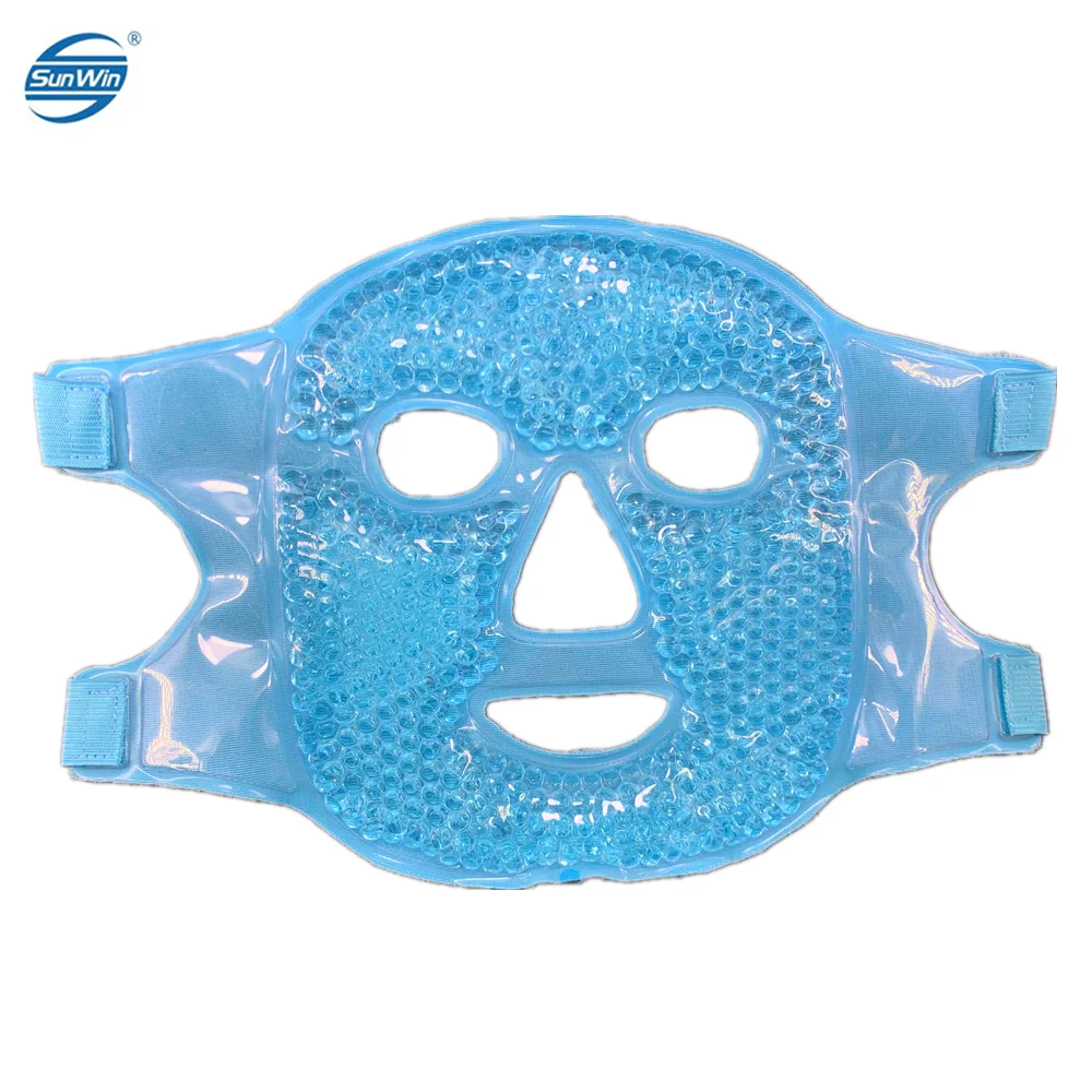 OEM Cooling Ice Face Eye Mask with Soft Plush Backing Hot and Cold Therapy Full Face Gel beads Ice pack Mask