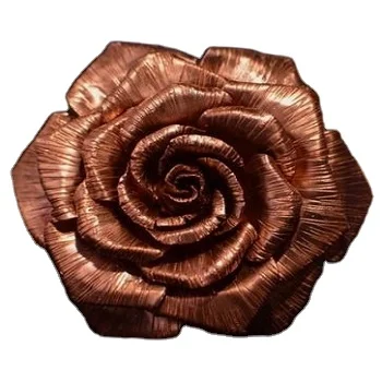 Copper Wall  Art Rose Flower 4 inch Cream Ceramic Floral Decor Copper Wall Art