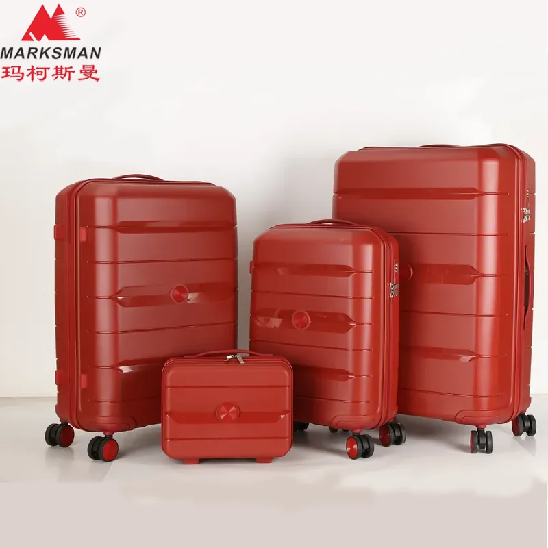 Unisex MARKSMAN Large Capacity Travel Case Pressure Resistant Anti-Wear Luggage Trolley Suitcase Set with Spinner Wheel TSA Lock