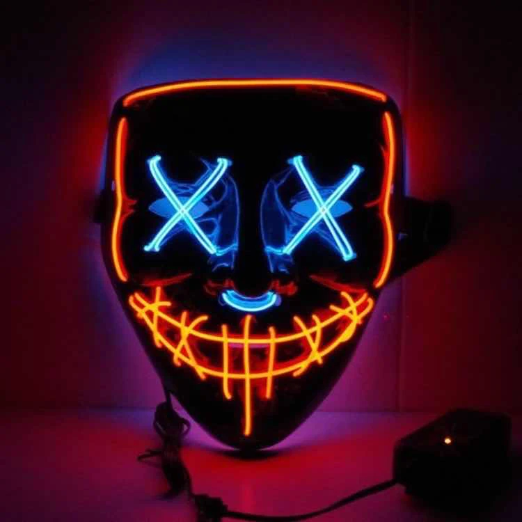 New hot sale popular music party Halloween  mask high brightness el light up led wire mask