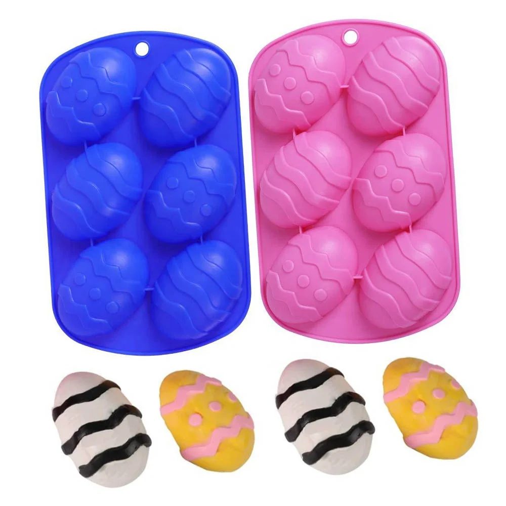 6 Cavity Small Easter Egg Shaped Silicone Mold 3D Cake Mold Muffin Chocolate Cookie Baking Mould Random Color