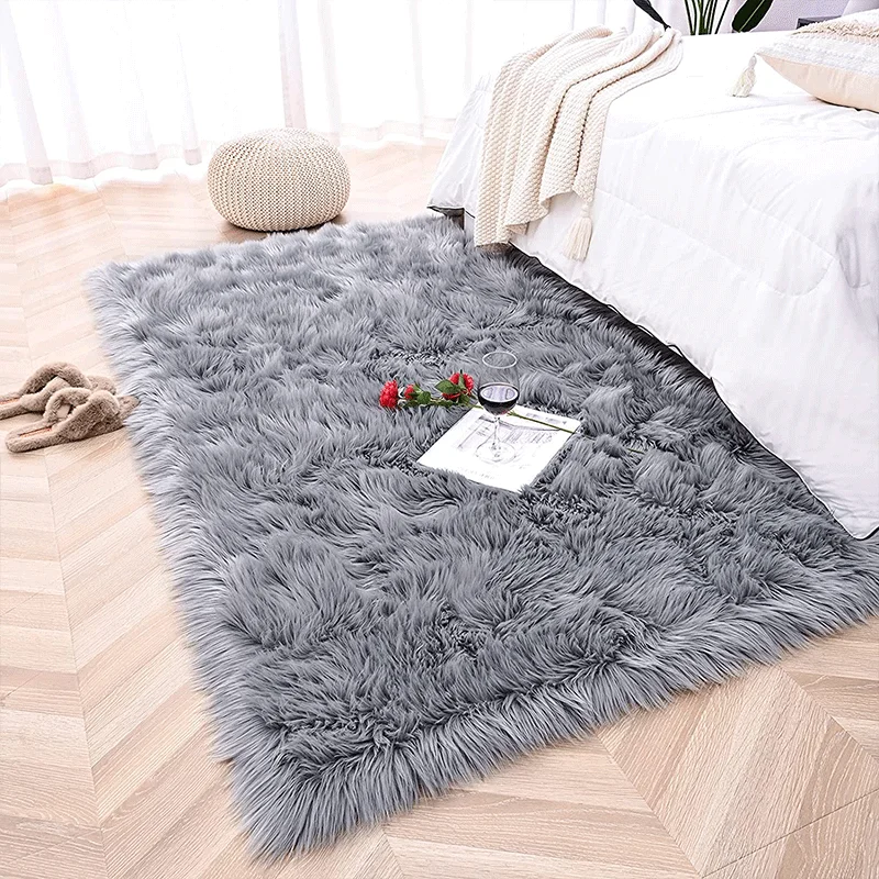 Super Soft Long Plie Plush Living Room Carpet Faux Fur Sheep Skin Area Rug