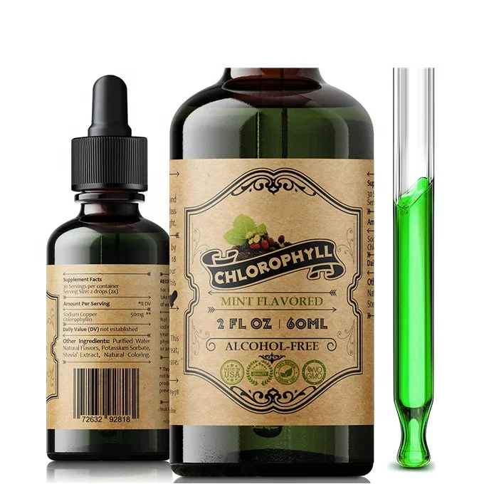Liquid Chlorophyll Drops Organic Sodium Copper Chlorophyll Extract  Cleanse and Support Immune System 2OZ