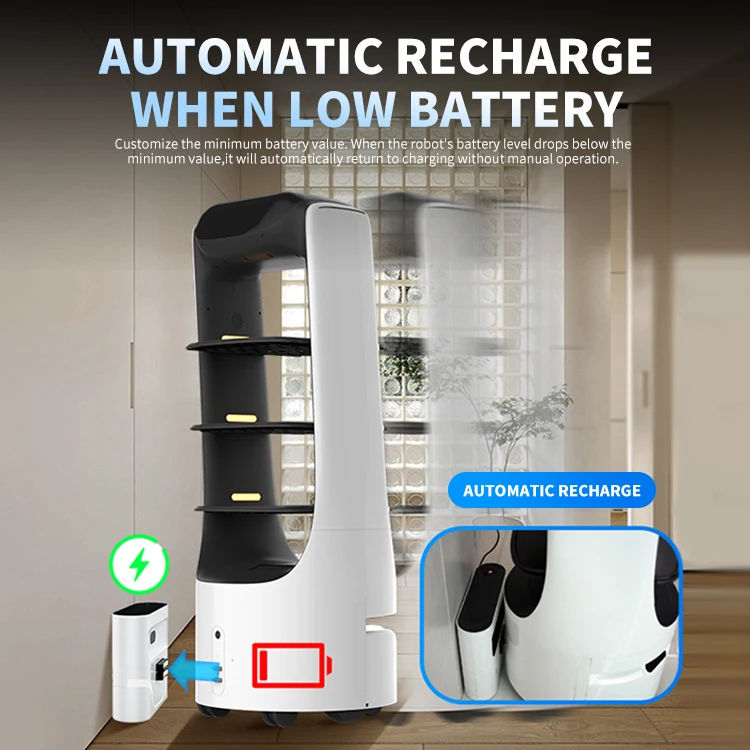 ELUEYES Safe And Stable Food Delivery Server Robot Self Driving Serve Food For Restaurant Hotel Hospital Cafe Office Building