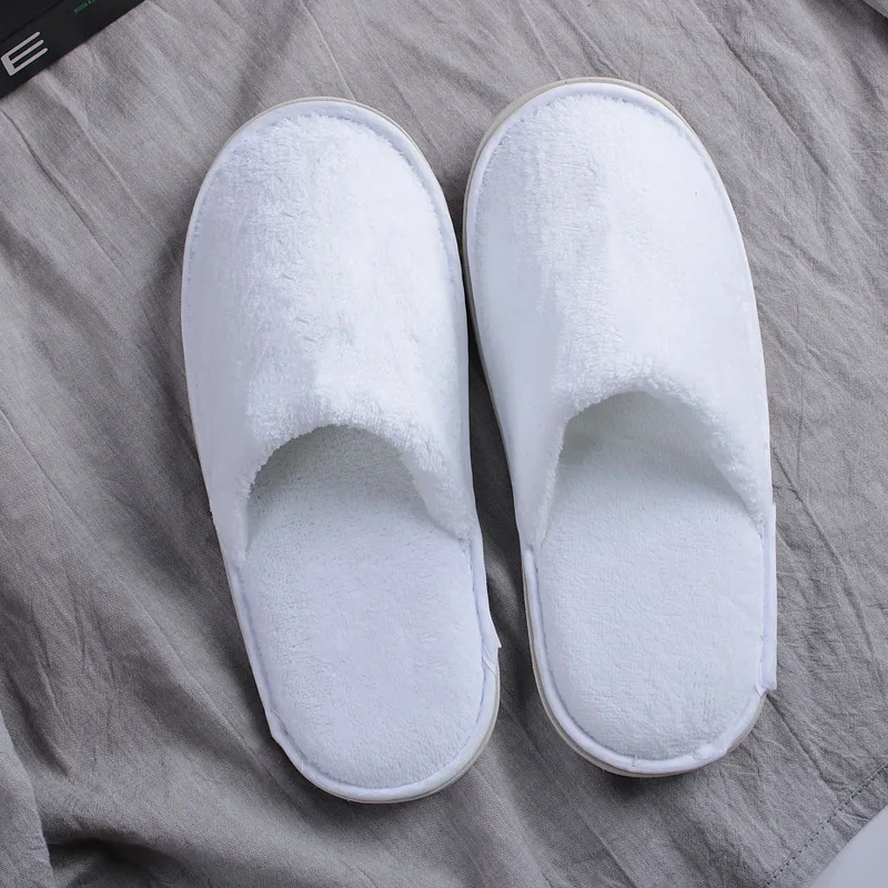 OEM custom logo manufacturer professional hotel room spa guest disposable cotton towel slippers