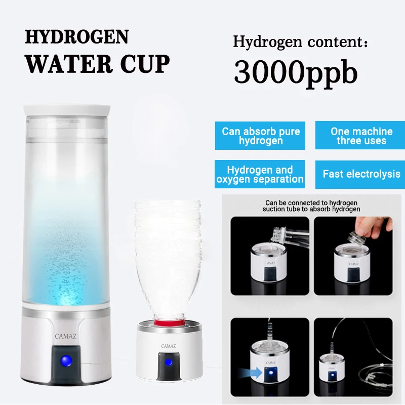 CAMAZ 3000ppb electrolyzer hydrogen generator water bottle Hydrogen oxygen separation 300ml spe pem H2 water cup flask