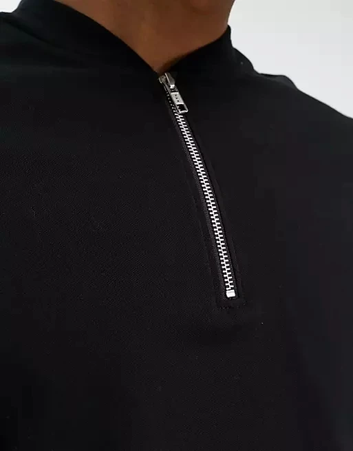 Clothes Manufactory High Quality Heavy Cotton Men T Shirts With Zipper Screen Printing Puff Print Custom T Shirts