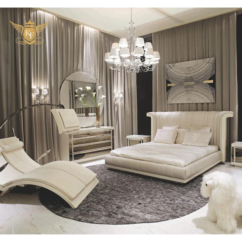 China Supplier Wholesale Latest Design Luxury Bedroom Set Home Furniture Villa King Size Bed