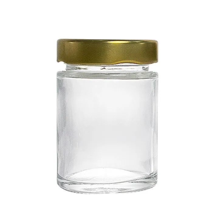Hot Selling Cylindrical Glass Jam Honey Bottle Glass Food Storage Jar Sealed Storage Kimchi Bottle With Metal Lid