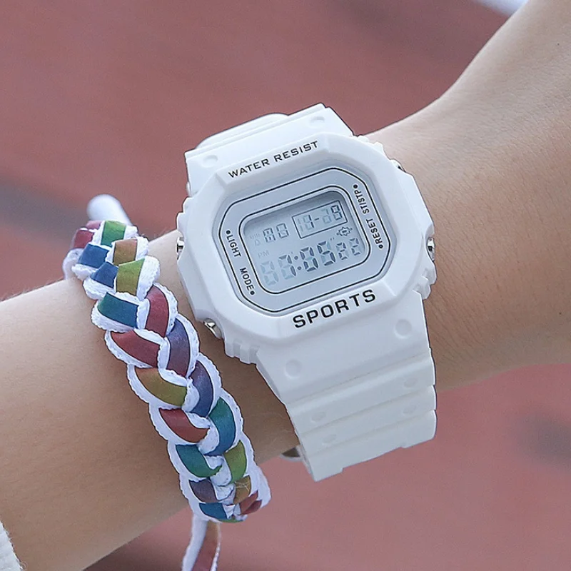 WOWEI wholesale student electronic watch multi-functional luminous sports matcha green small block electronic watch