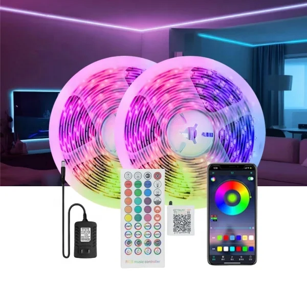 12V 24V Buletooh 32ft Smart led RGB 5050 многоцветная музыкальная синхронизация гибкая светодиодная лента с дистанционным управлением