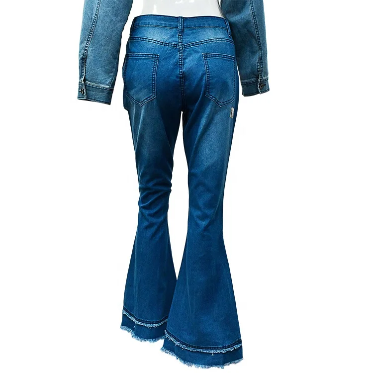  European and American Fashion Wild Wide Leg Stitching Solid Color Stretch Flared Women