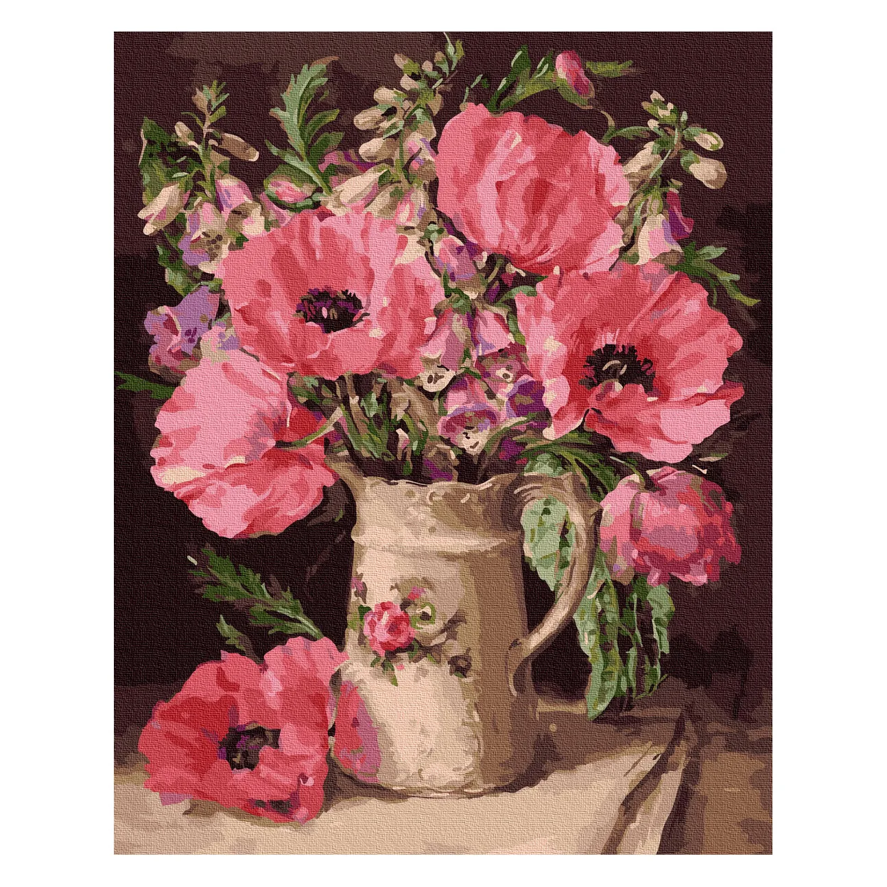 OEM with frame flower oil painting canvas traditional still life hotel decoration painting diy digital painting by numbers