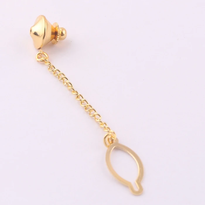 brass metal badge lapel pin backs flat locking pin back with chain