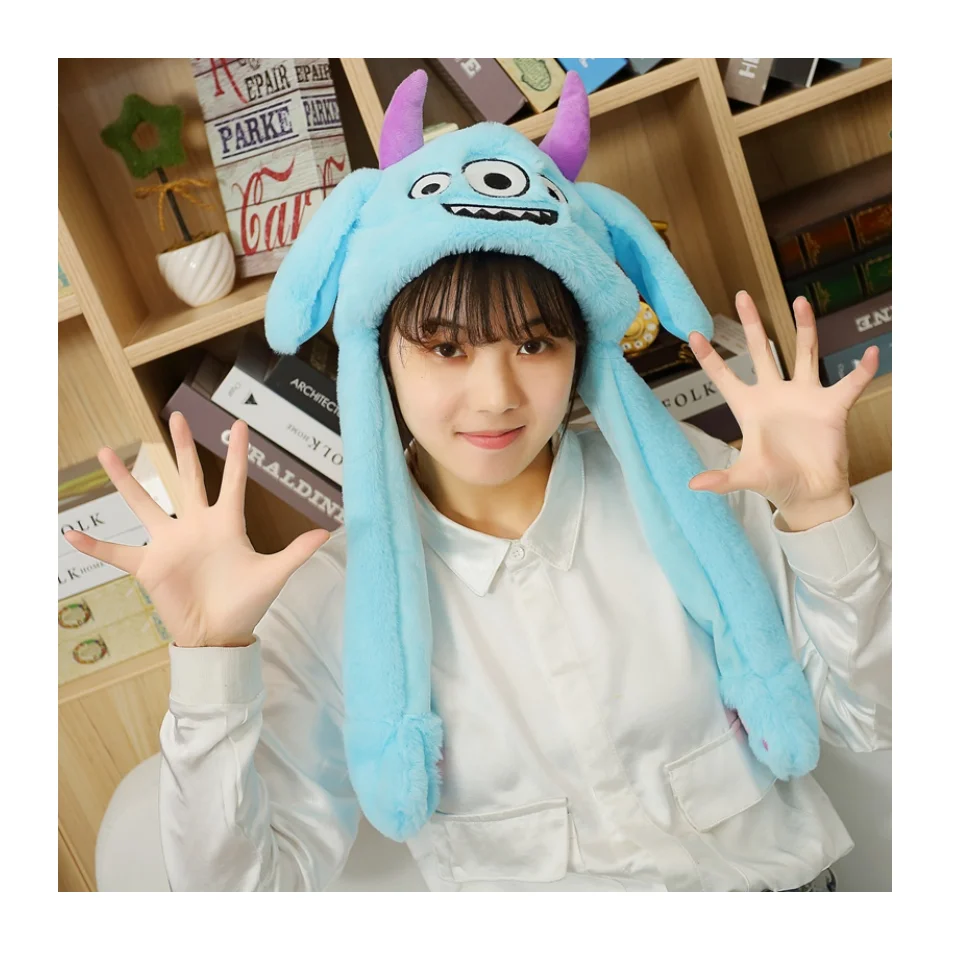 Creative Airbag Cartoon Stitch Ears Moving Rabbit Hat Funny Animal Stuffed Toys for Kids Adults