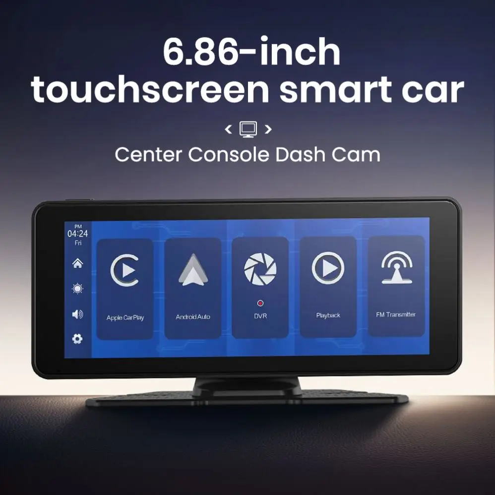 6.86 Inch Wireless CarPlay Monitor IPS Screen Android Auto Touch Screen WIFI FM BT 5.0 Rearview Dash Cam Multimedia Player AUX