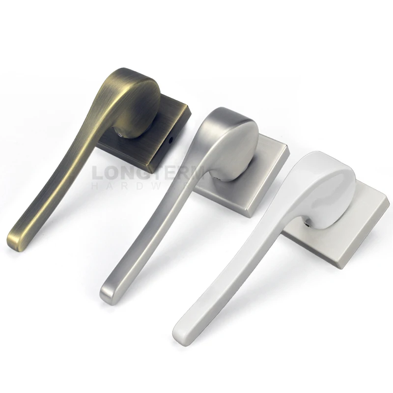 Wholesale Zinc Alloy Unique Lever Door Lock Handle Set Room Modern Door Handles for Wooden Interior Doors with Square Rosette