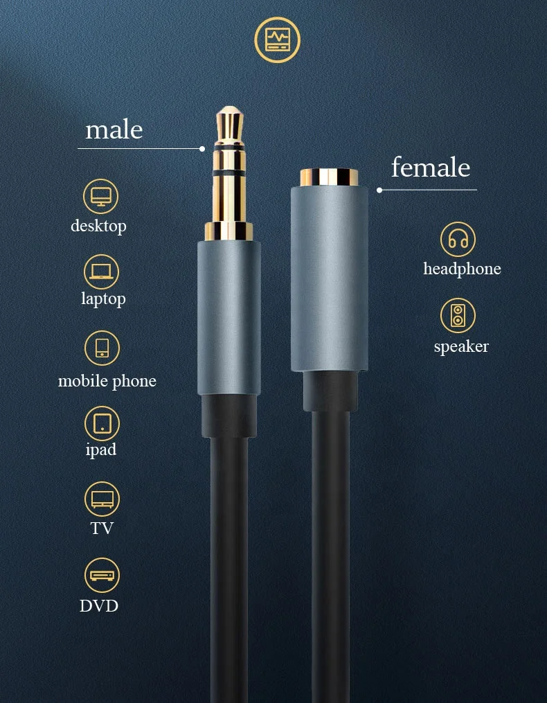 3.5mm jack audio cable male to female 3.5 headphone extension cable 0.5m 1m 1.5m 2m 3m 5m