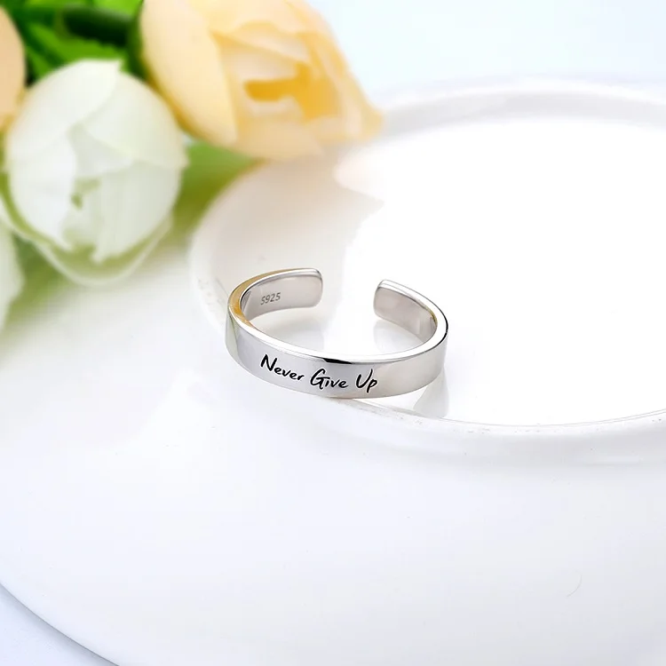minimalist jewelry 925 silver custom name plate ring sterling silver laser engraving ring