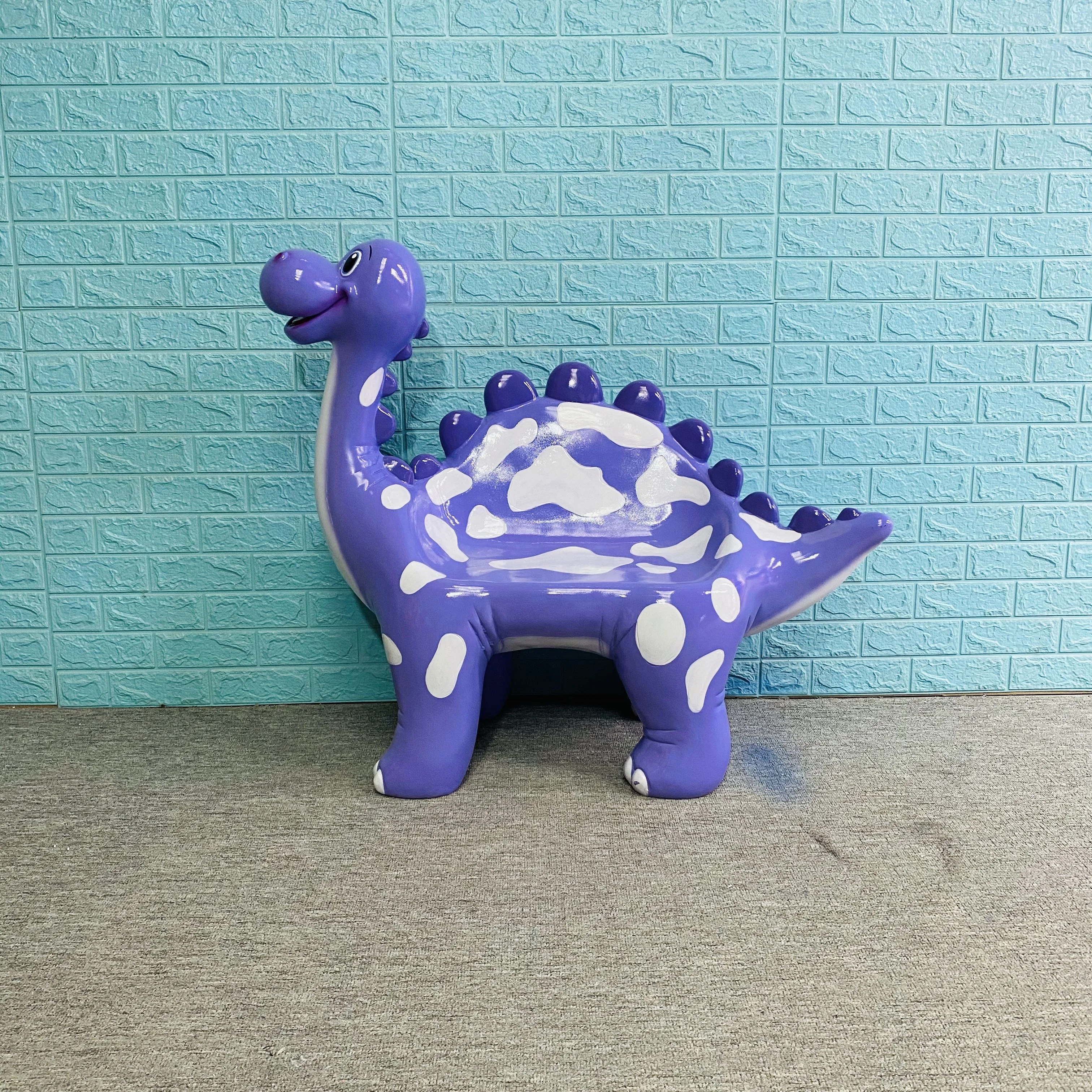 Outdoor Theme Park Fiberglass Sculpture Dinosaur Chair For Kids