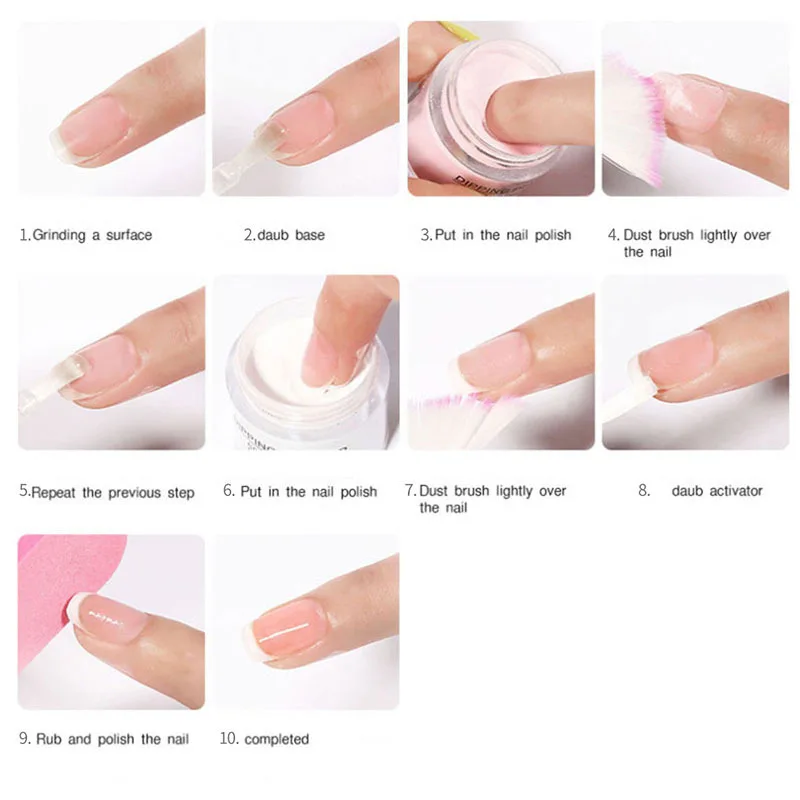 Private Label 12ml Acrylic Dipping Powder Activator Top Coat And Base Coat Gel For Nail Powder