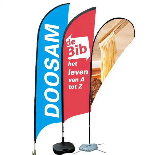 CUSTOM FLAG 3x5ft Beach banner wing flag with fiberglass flag pole giant telescopic Advertising Wind Outdoor Custom Feather