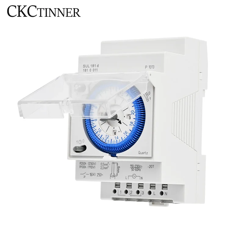 SUL181D Din Rail Mechanical Timer 24 Hour Time Switch Relay Electrical Programmable Timer Switch AC220V