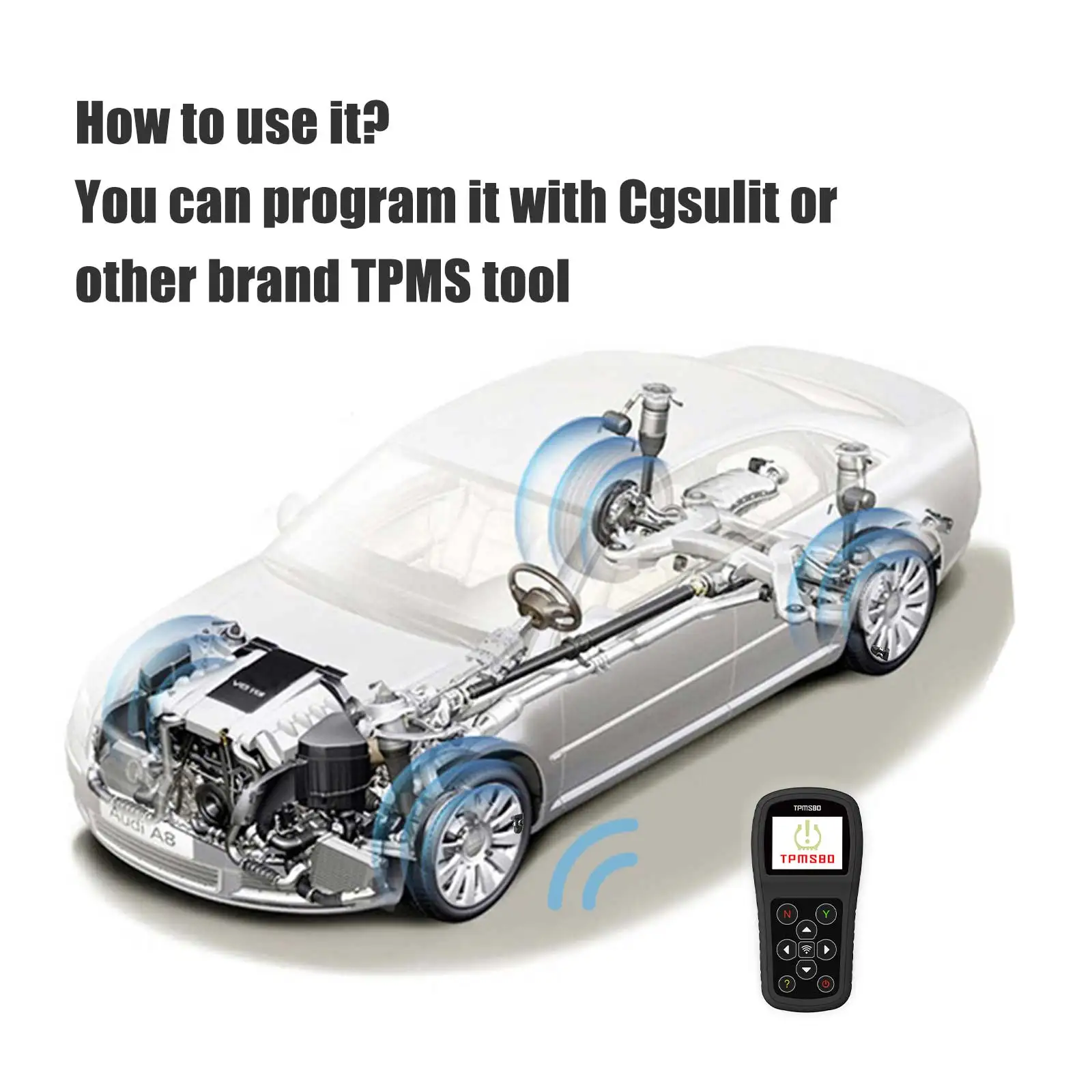 Universal TPMS Sensor CGSULIT TS01 433&315MHz 2in1 support replace 2500+ Original Car TPMS Sensor x4 PCS