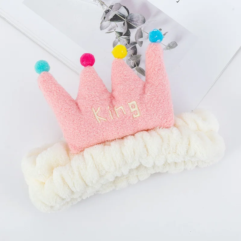 Cartoon Queen Color Crown Headband Makeup Face Washing Hair Ring Sweet Plush Hair Hoop Hairband