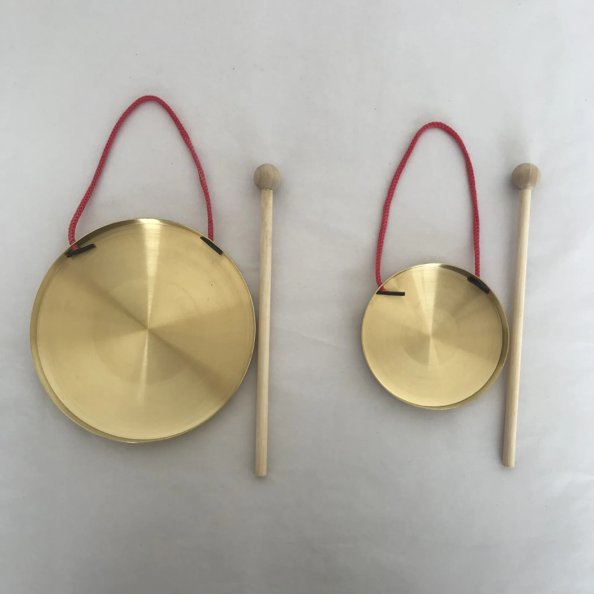  Hand Gong Copper Cymbals with Wooden Stick Chapel Opera Percussion Kids Toy Traditional Chinese Folk
