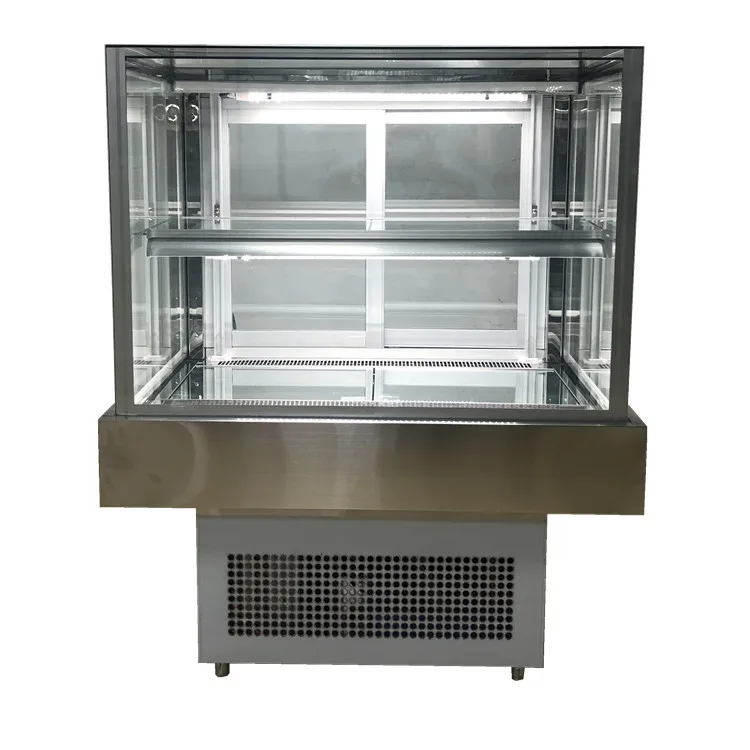 New design luxury Square Glass Cake Showcase display freezer
