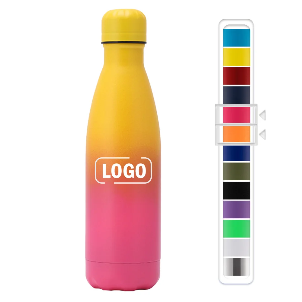Factory supply 500ml vacuum sport double wall stainless steel thermal metal  cola shape custom water bottle with custom logo