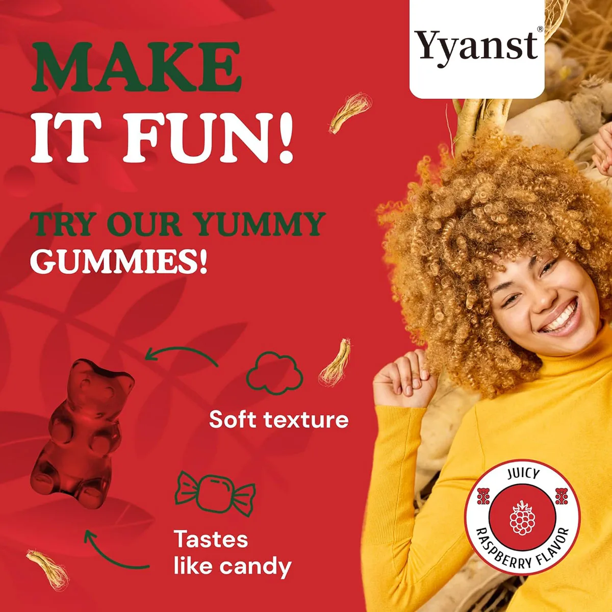 OEM/ODM Dietary Supplement Korean Red Panax Ginseng Gummies Energy Support Boost Immunity Ginseng Gummies