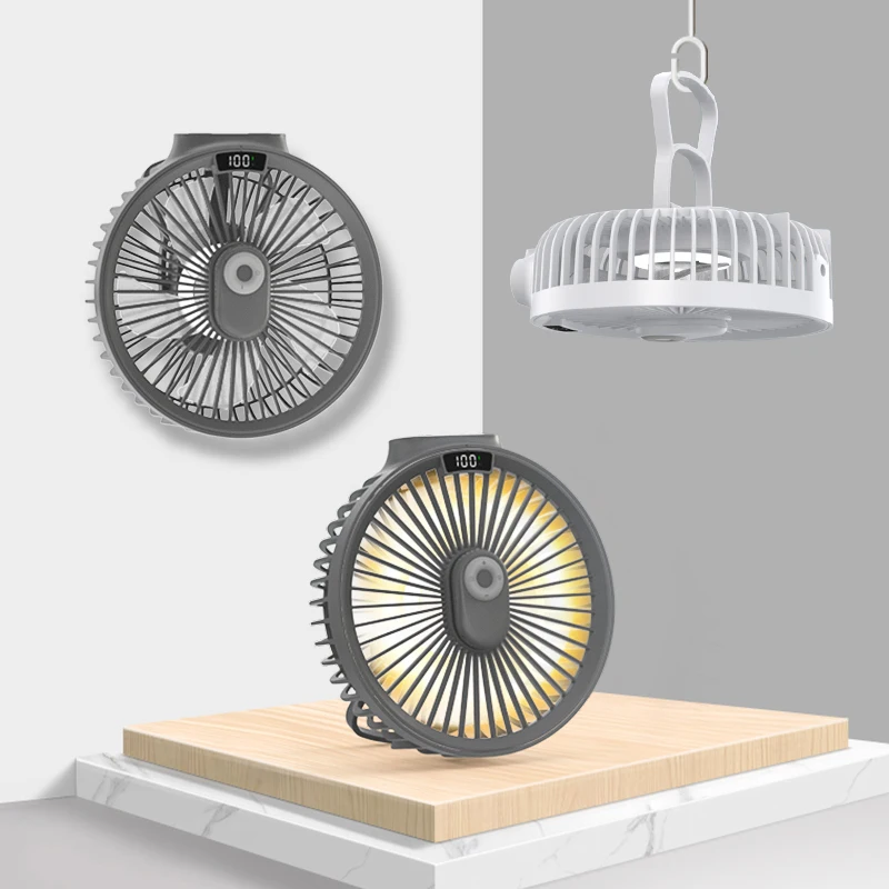 USB Rechargeable Home Table Fan Indoor Battery Digital Display Cooling Desktop Fan Stand Desk Tent Ceiling Fan With Power Bank