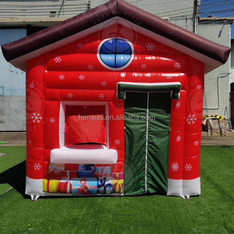 Outdoor Party Tent Inflatable Christmas House Used Christmas Decoration Santa LED Tent Inflatable Christmas House For Sale