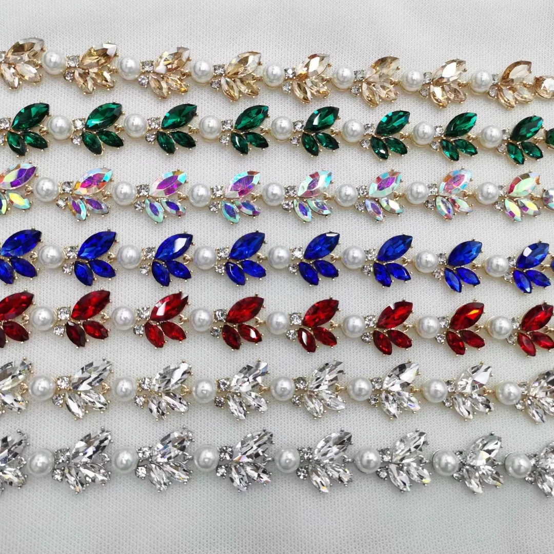 Bling Rhinestone Cup Chain Trim Sparkling Crystal Buckle Decorative Special-shape for Connector dress accessories