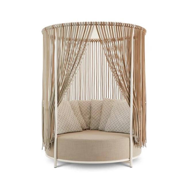 Высококачественный шезлонг для бассейна с веревкой с навесом, тканый шезлонг с палаткой, садовый шезлонг, уличная мебель для отеля