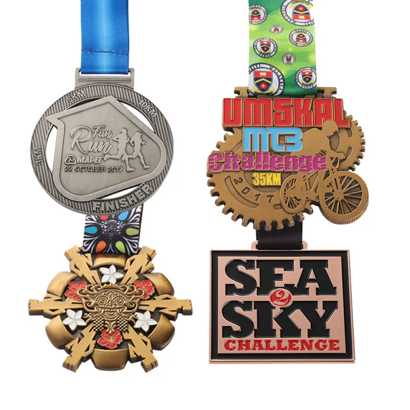 Medal Ribbon Custom Lions Club Marathon Athletic Bowling Metal Zinc Alloy Gold Dance Soccer Medal With Ribbon