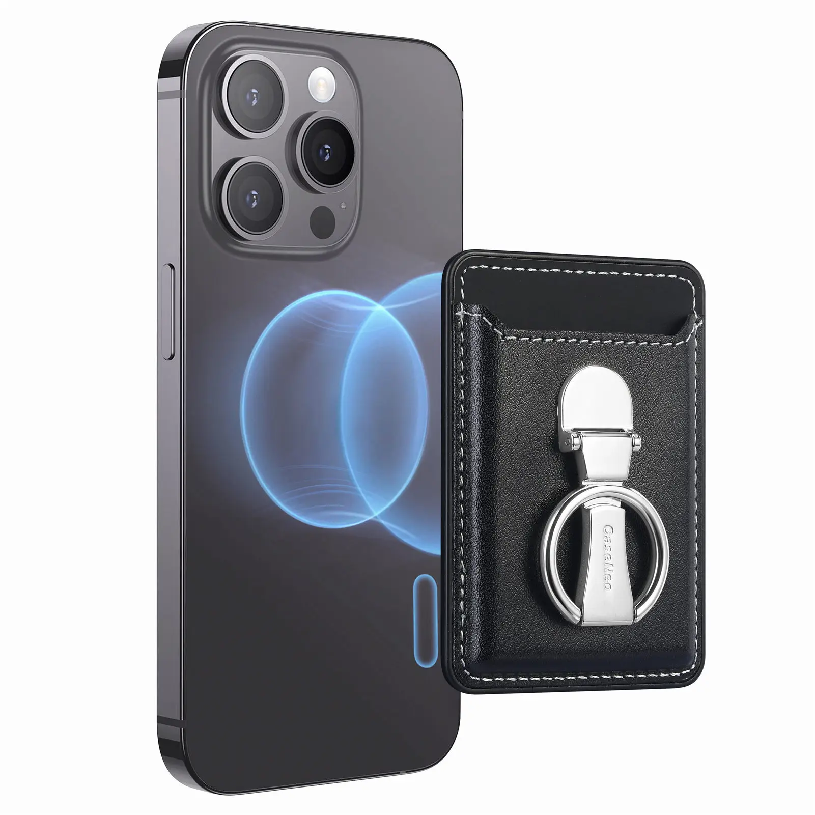 Mherder Wallet with Stand Men Wallets Custom Logo Vegan Leather Magnetic Smartphone Card Holder for Iphone 15 Pro Max