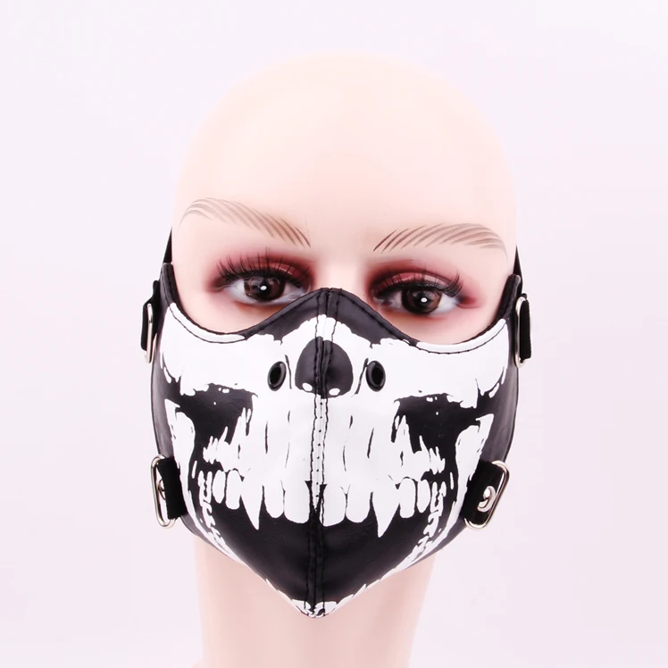 Ghost skull face mask decorative PU leather  Halloween  carnival mask motorcycle skull cap