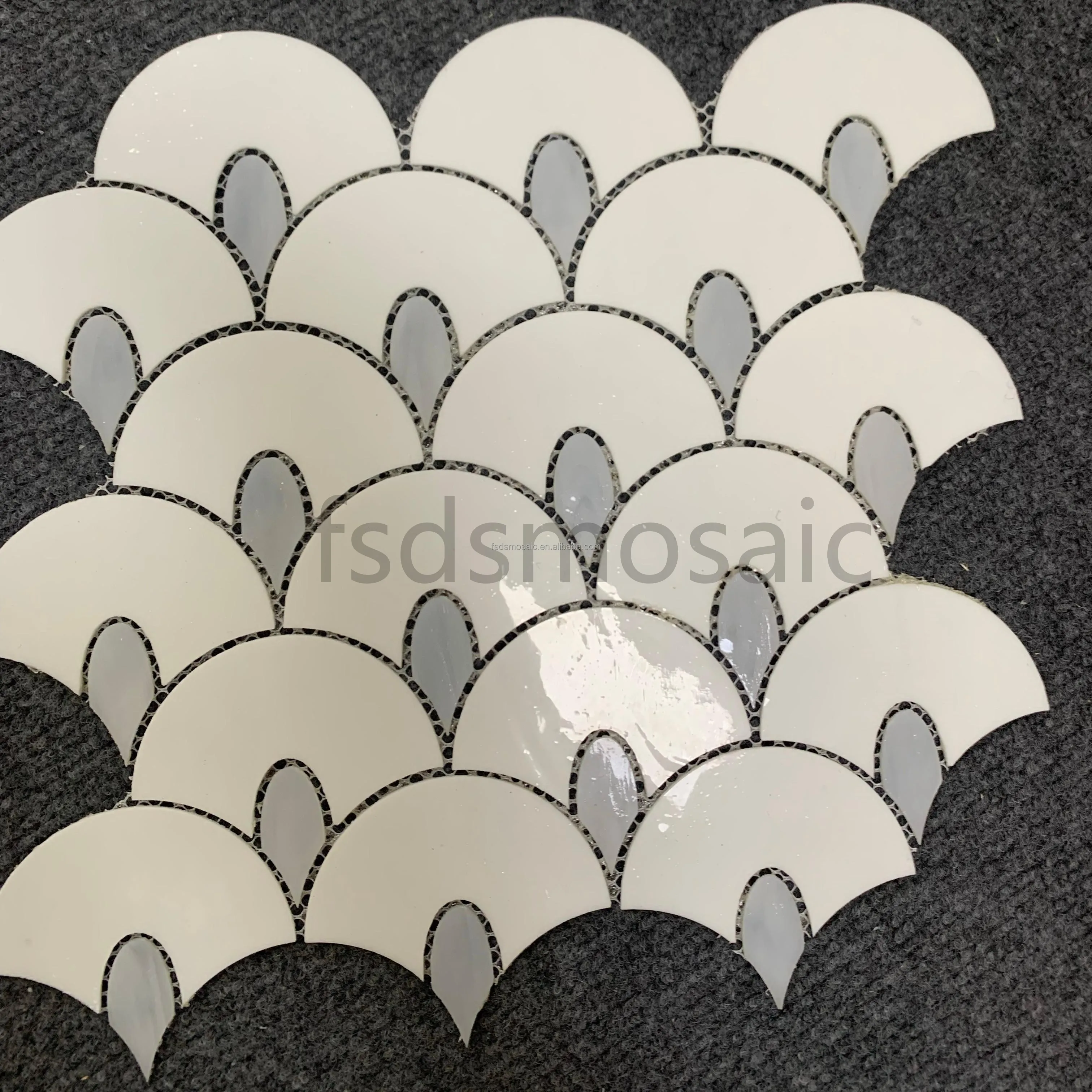 DS Ceramic Glass Mosaic Wall Tile Backsplash Hexagon Kitchen Bathroom Umbrella Leaf Shaper Stone and Graphic Design Solution