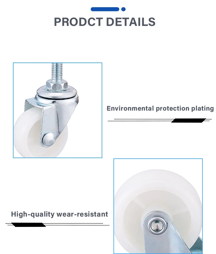  White PP Light Duty Caster Wheel Swivel 2 Inch Giratoria