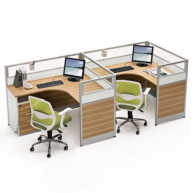 Call Centre Cubicle Aluminum Frame Modular 2 Seater Workstation With 3 Drawer Pedestal