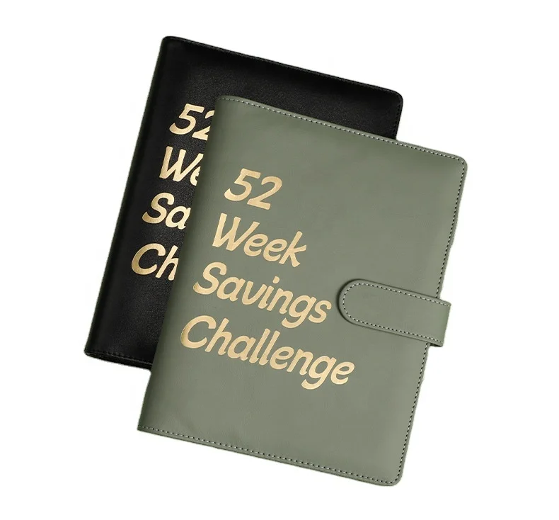 Wholesale New Innovations Durable Faux Leather 52 week challenge box envelopes Budget Binder with Cash Envelopes