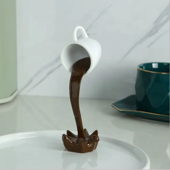 Resin Three-dimensional Coffee Cup Ornament Artwork Suspended Coffee Cup Standing Mug Crafts for home