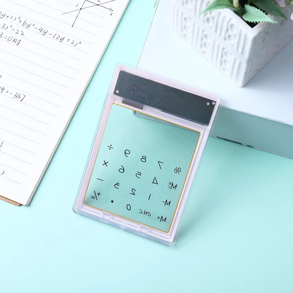 Hot Sale Transparent calculator student stationery ultra-thin solar mini portable calculator learning Office