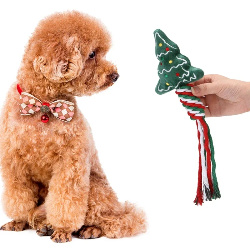 Cat Chew Toys Christmas Tree Molar Cotton Rope Funny Cat Teaser Toy Clean Mouth Kitten Play Toys Pet Supplies Accessories