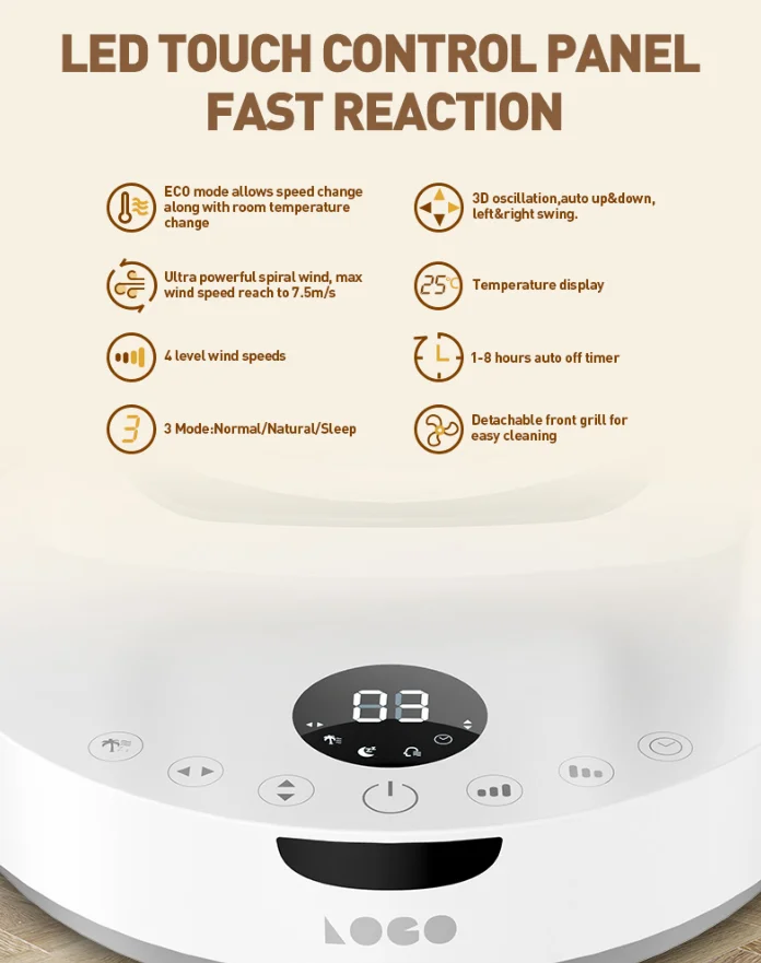 Multiple Modern Operation Eco Mode 16 Speed Settings Telescopic Vertical Floor Standing best air circulator fan