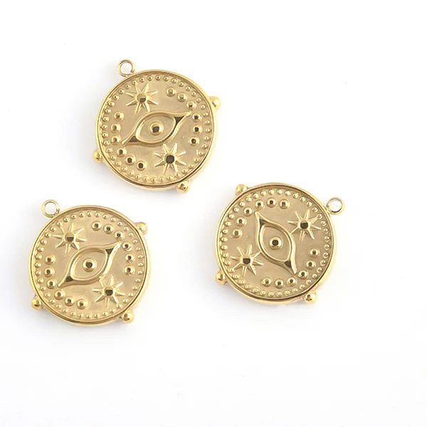 Hot Selling of All Time Fashion Accessories Handmade Stainless Steel Gilded Demon Eye Charm Pendant for Women