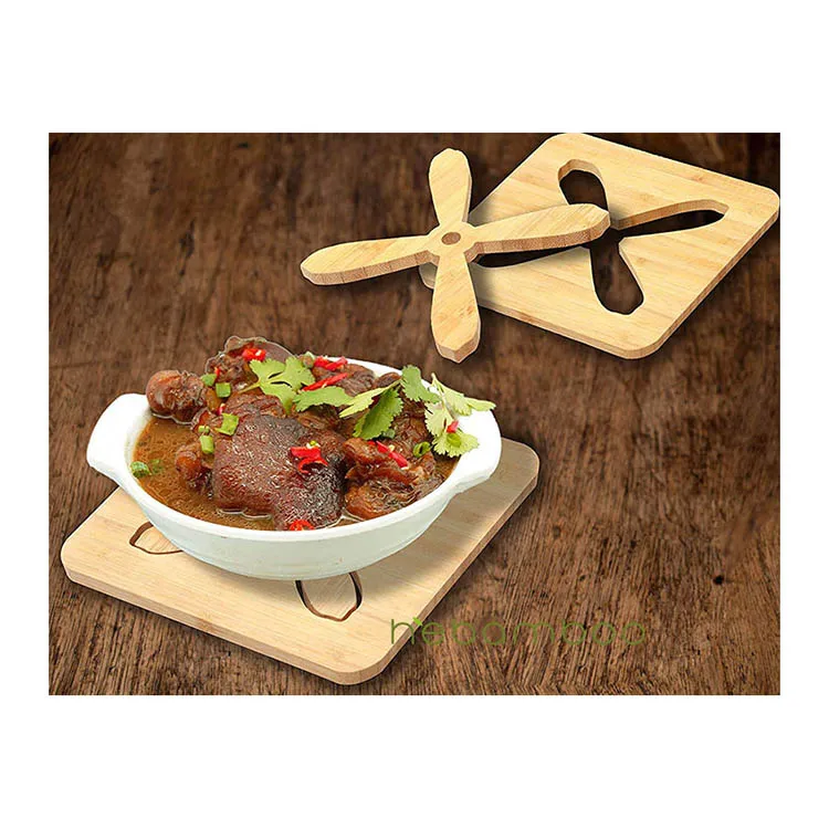 Detachable Kitchen Tableware Coasters Bamboo Hot Pad Trivet Mat